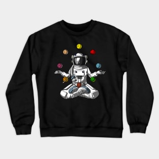 Space Astronaut Planets Meditation Crewneck Sweatshirt